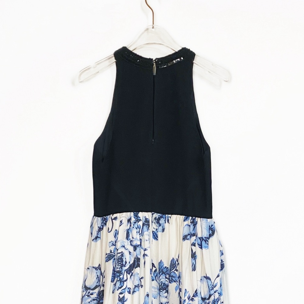 ATSU Anthropologie Beaded Bodice Maxi Dress Floral and Ikat pattern size 4P - Picture 5 of 15